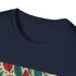 Charcoal cotton T-shirt with modern autumn leaf and grunge pattern
