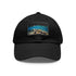 Great Barrier Reef themed baseball cap in white with light brown patch.