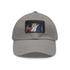 French flag baseball cap in white with light brown rectangle patch.