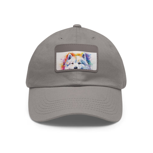Fluffy Samoyed Snapback White/Light Brown Rectangle Hat Vegan Cotton Accessories
