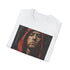 Charcoal Eminem portrait T-shirt with vibrant bold brushstrokes capturing his intensity