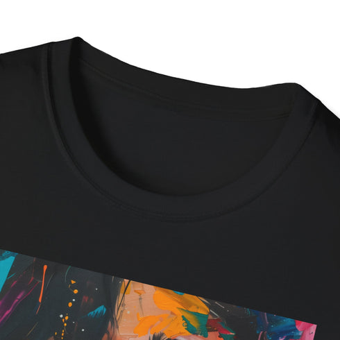 Charcoal cotton crew neck T-shirt with Kylie Jenner portrait and bold colors