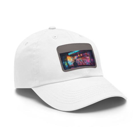 Neon watercolor splash baseball cap, white/light brown patch, unisex, vegan.