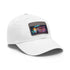 Neon watercolor splash baseball cap with light brown patch.