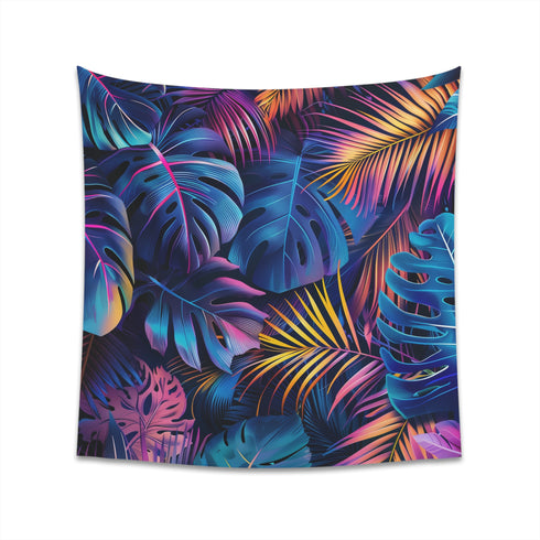 Neon Botanical Tapestry - Vibrant Tropical Glow for Stylish Décor - Perfect Gift - Available in 2 Sizes