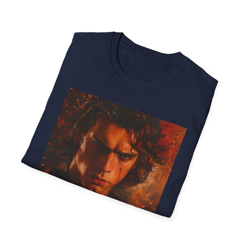 Charcoal cotton T-shirt with Anakin Skywalker painting and regular fit
