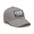 Swiss Alps watercolor cap with white/light brown rectangle patch design.