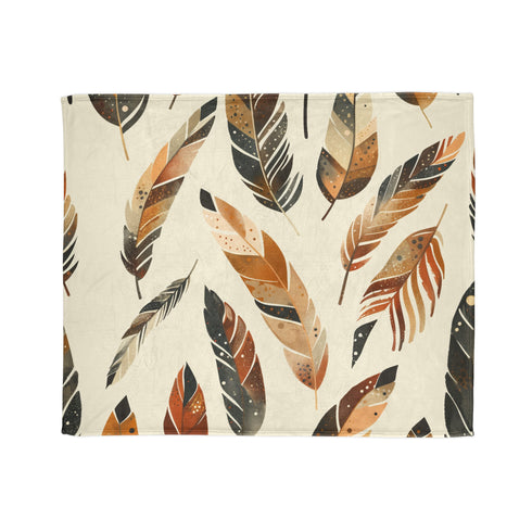 Boho feathered dream blanket in 30'' x 40'' size, cozy sublimation print.