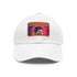 Neon watercolor baseball cap with light brown patch, rectangular shape.
