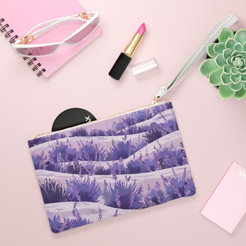 Lavender Fields Floral Clutch, Vegan All Over Print Bag, Made in USA