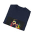 Neon watercolor charcoal T-shirt showcasing football artistry with crew neck design