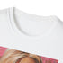 Charcoal cotton crew neck T-shirt with vibrant Barbie portrait painting
