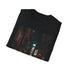 Charcoal cotton T-shirt with vibrant New York City night skyline design
