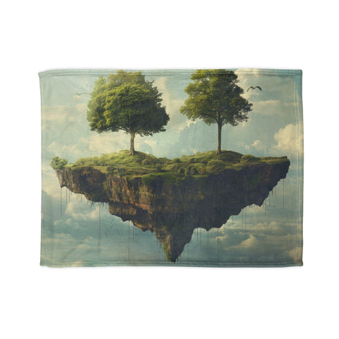 Surreal Skies Blanket: Island Flight Sublimation Design Sleep Bedding Indoor