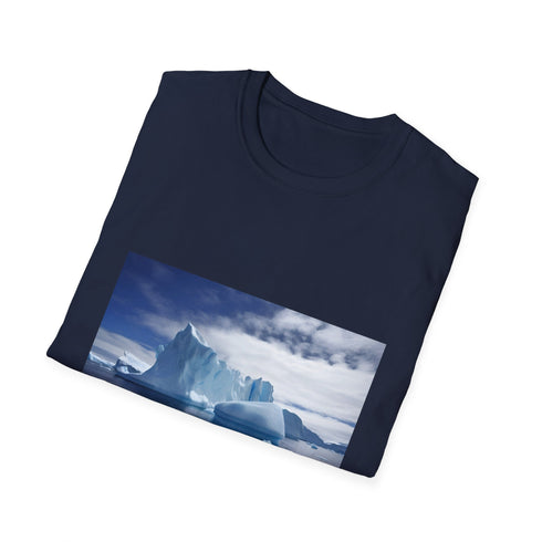 Charcoal cotton crew neck T-shirt with Antarctic iceberg graphic