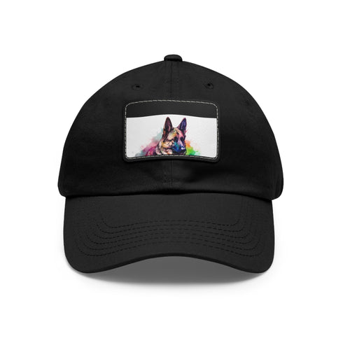 German Shepherd PupPrint Cotton White Baseball Cap Unisex Vegan Textured