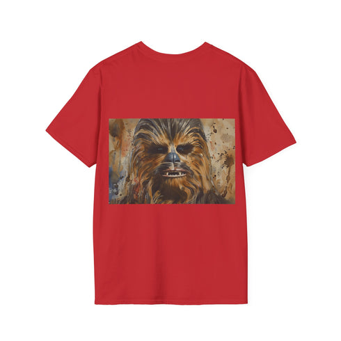 Chewbacca watercolor tee in charcoal, cotton blend with crew neck.