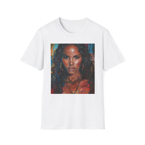 Alicia Keys portrait tee in charcoal, cotton crew neck, regular fit.