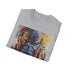 Charcoal cotton T-shirt with vibrant Thanos painting and crew neck design
