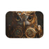 Steampunk-themed clockwork owl bath mat with Victorian industrial design.