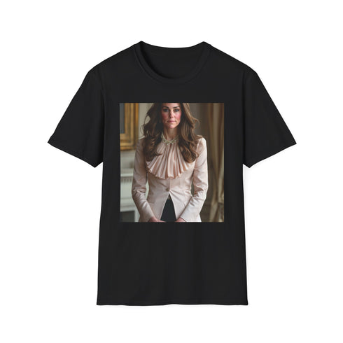 Charcoal cotton T-shirt with Kate Middleton inspired soft brushstroke design