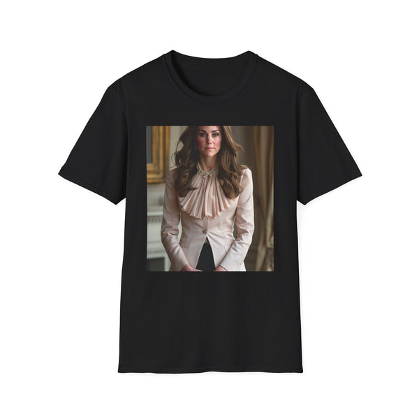 Charcoal cotton T-shirt with Kate Middleton inspired soft brushstroke design