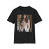 Charcoal cotton T-shirt with Kate Middleton inspired soft brushstroke design