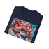 Charcoal cotton T-shirt showcasing Chiefs victory art with vibrant dynamic colors