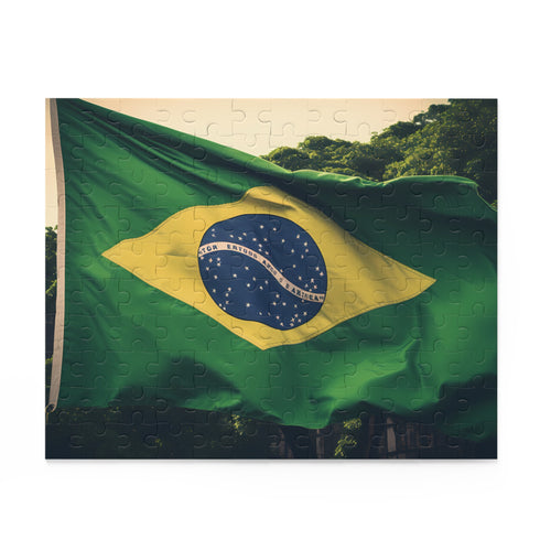 Brazil Flag jigsaw puzzle featuring vibrant colors perfect for geography fans.