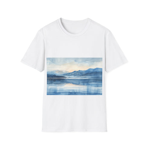Alaska Bliss Watercolor Tee in Charcoal, size S for men/women.