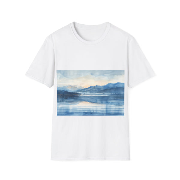 Alaska Bliss Watercolor Tee in Charcoal, size S for men/women.