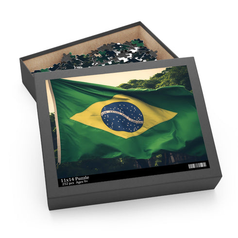 Brazil flag jigsaw puzzle with vibrant colors and iconic design.
