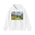 Swiss Alps Hoodie in Navy, Regular Fit Unisex Watercolor Design.