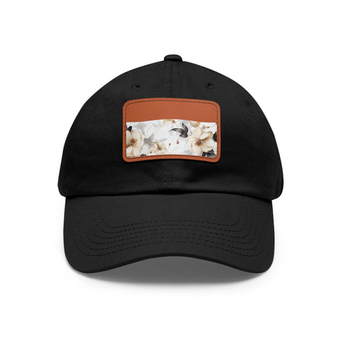 Botanical x-ray blossom cap in white with light brown patch.
