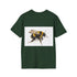 Watercolor bumblebee charcoal tee with soft cotton crew neck summer design