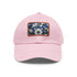 Midnight cerulean porcelain baseball cap with white/light brown patch.
