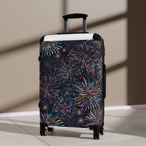 Colorful firework fiesta travel bag with small size and black variant.