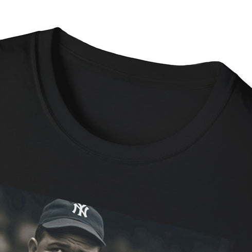 Charcoal crew neck cotton T-shirt featuring Babe Ruth watercolor design
