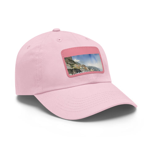 Amalfi Coast Dreams Baseball Cap in White with Light Brown Patch