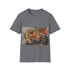 Charcoal cotton t-shirt with vibrant Chewbacca watercolor design for Star Wars fans