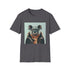 Charcoal crew neck t-shirt with quirky koala and books graphic