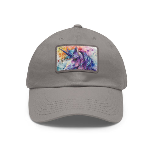 Magical Watercolor Unicorn Baseball Cap, White with Light Brown Patch