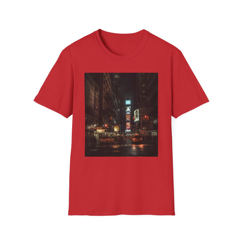 Charcoal T-shirt with vibrant New York City night lights graphic