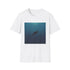Ocean Majesty minimalist whale design charcoal crew neck cotton t-shirt.