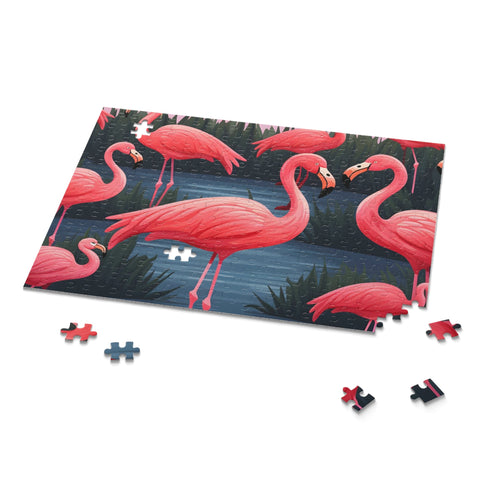 Vibrant pink flamingo puzzle - 120 piece bird lovers jigsaw.