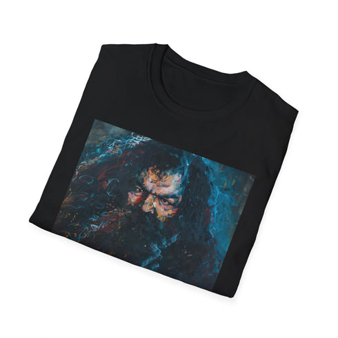 Charcoal cotton T-shirt featuring vibrant Rubeus Hagrid portrait with crew neck