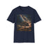 Charcoal crew neck t-shirt with detailed Milky Way night sky painting