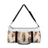 Boho feather patterned small duffel bag for free-spirited adventurers.