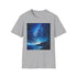 Charcoal cotton T-shirt featuring a vibrant Milky Way galaxy painting