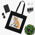 Geometric Fox Tote Bag, Black Cotton Tote with Modern Fox Design